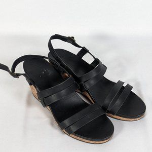 Teva Womens Strappy Black Leather Sandal 11